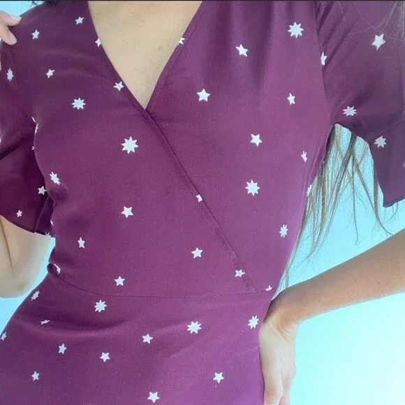 Madewell burgundy Silk Star Print Mini Dress size 0 - Picture 12 of 16